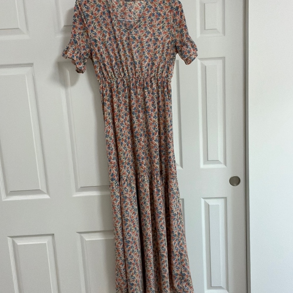 Pink floral print maxi dress